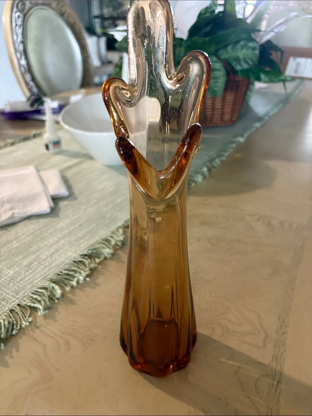Handblown Amber Glass Bud Vase by